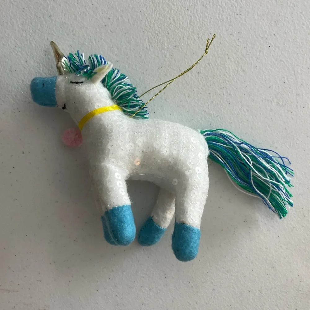 Target Sequin Plush Unicorn 🦄 Christmas Ornament Holiday Decor Blue White